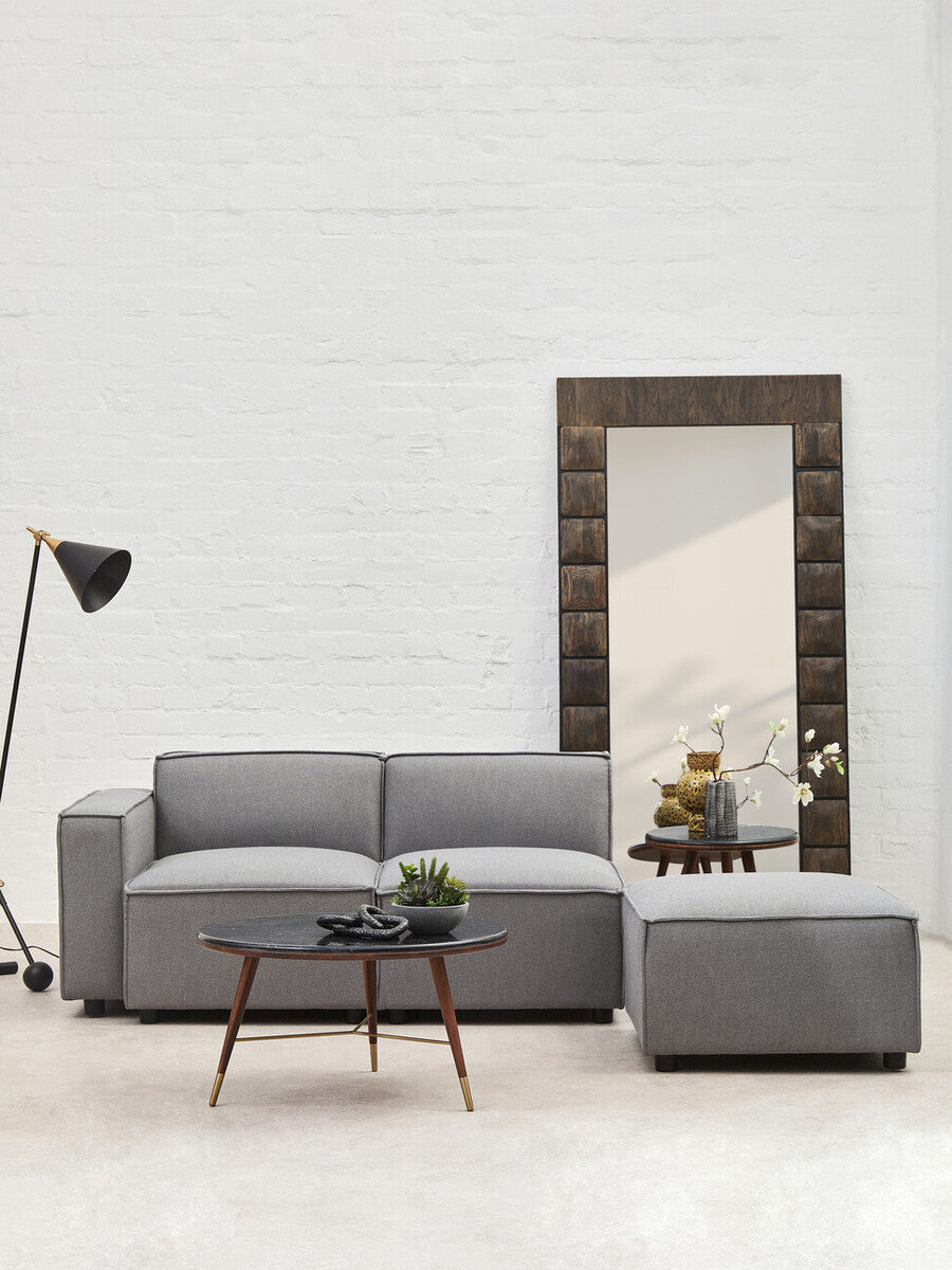 Toulouse Grey Fabric Ottoman Stool