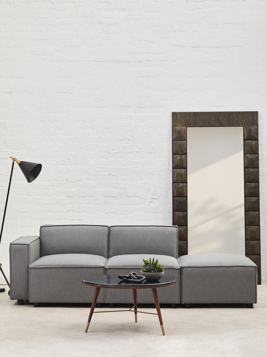 Toulouse Grey Fabric Ottoman Stool