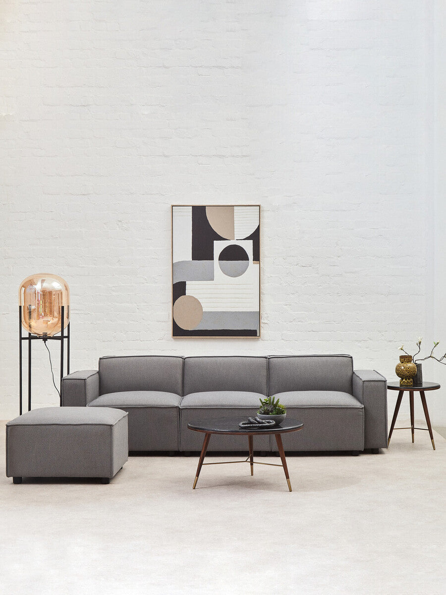 Toulouse Grey Fabric Ottoman Stool