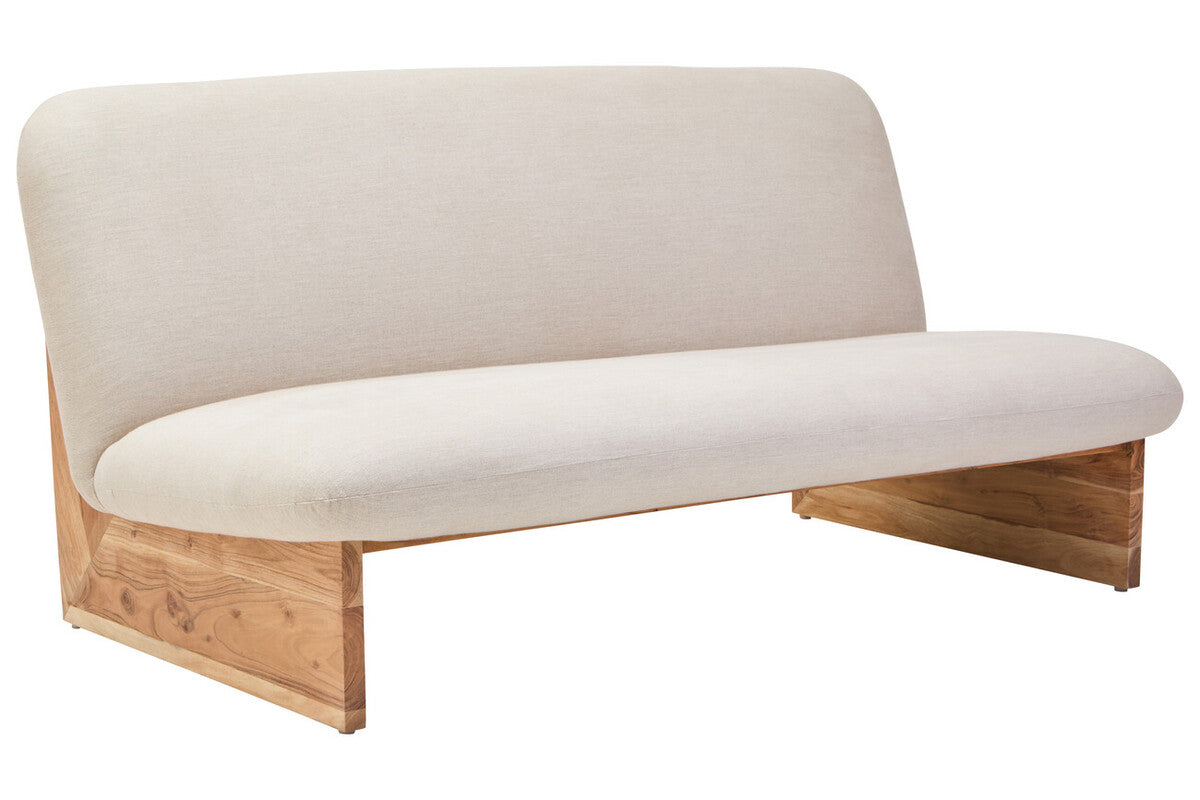 Parova Cream Textured Linen 2 Seater Armless Sofa