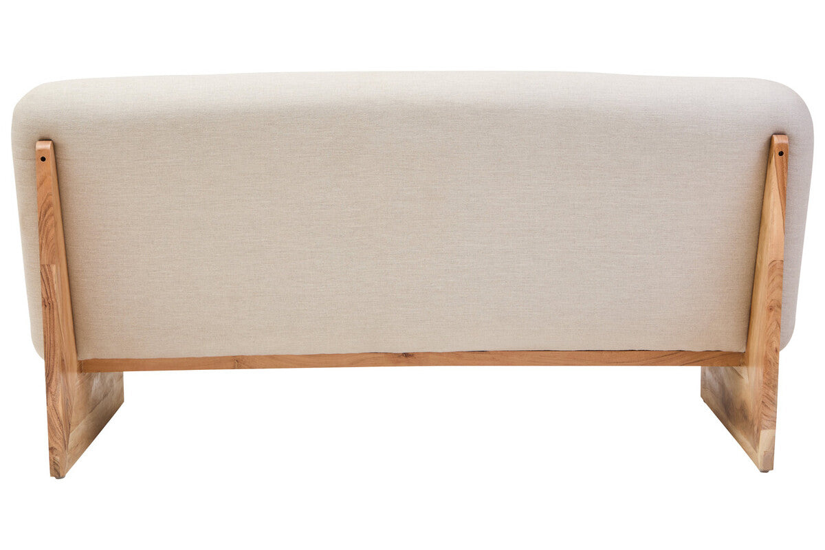 Parova Cream Textured Linen 2 Seater Armless Sofa
