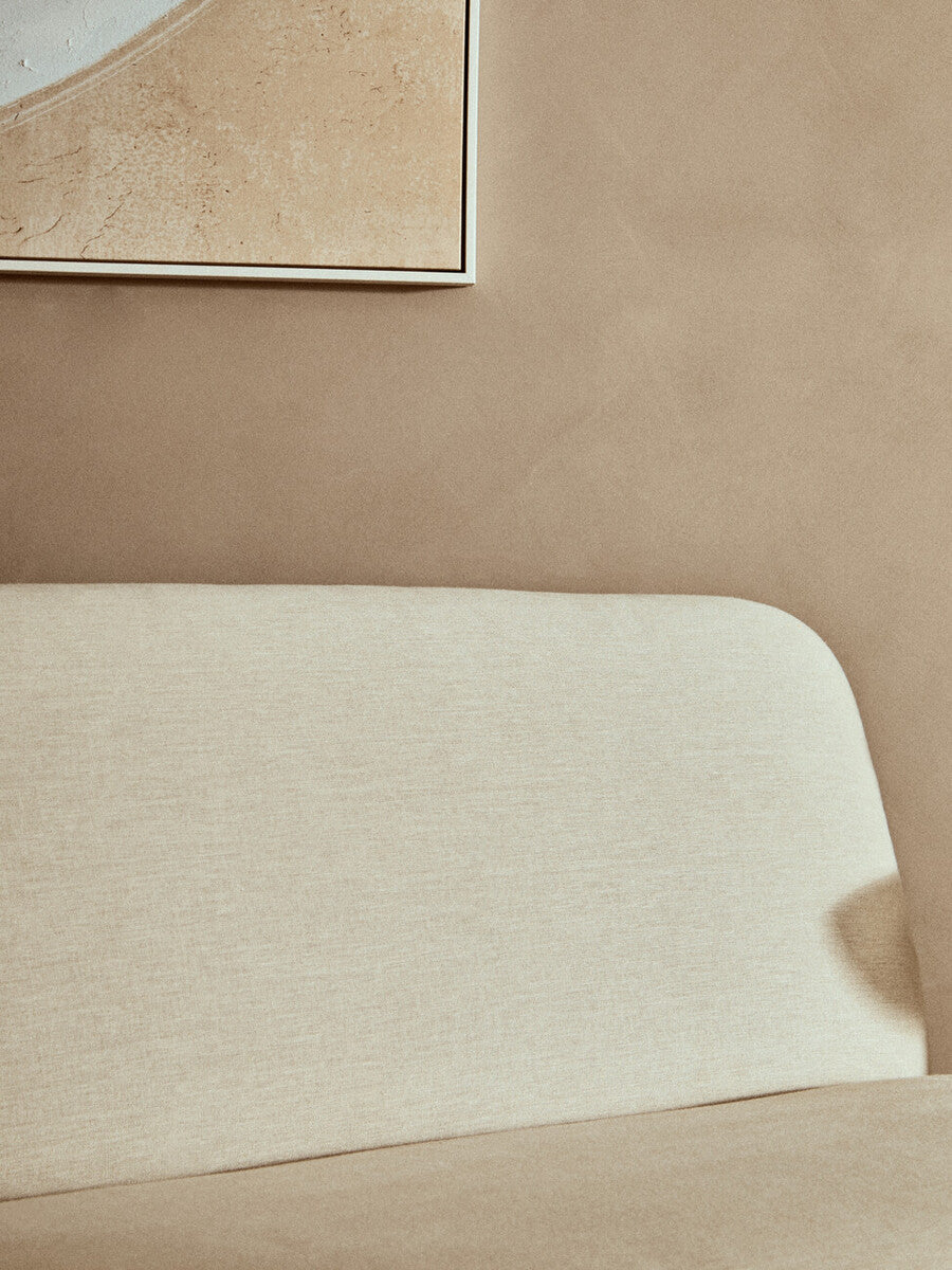Parova Cream Textured Linen 2 Seater Armless Sofa