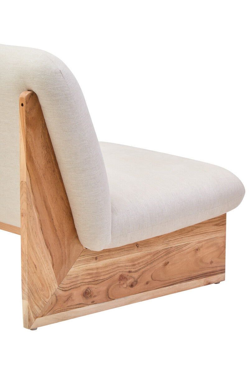 Parova Cream Textured Linen 2 Seater Armless Sofa