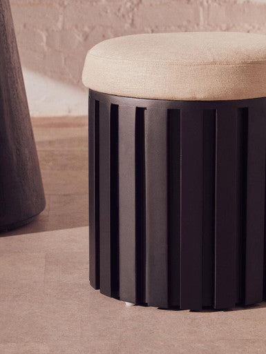Perdoba Cream Textured Linen Stool