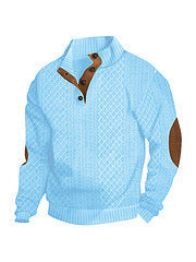 Stand Collar Long Sleeve Jacquard Knitted Pullover Sweater