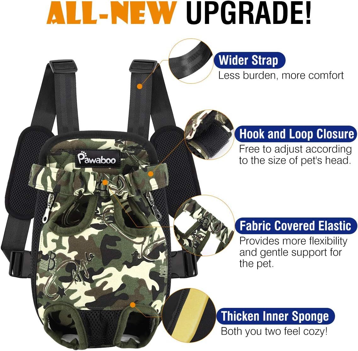 Pawaboo Pet Carrier Backpack, Adjustable Pet Front/Back Dog Bag, Hiking