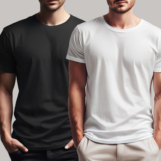 Mens Crew Neck Tee 100% Cotton 5 or 10 Pack Plain T Shirt
