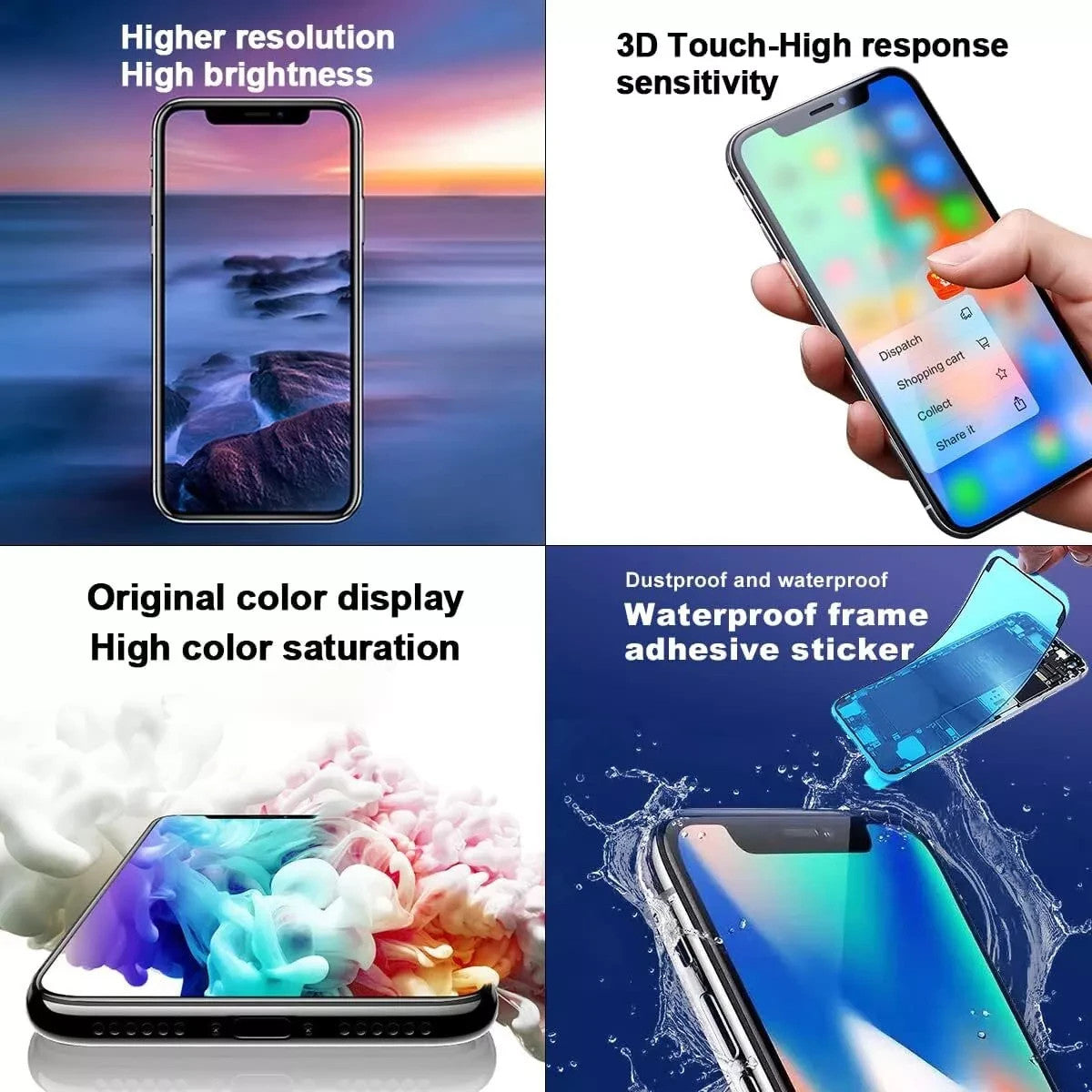 For iPhone X Screen Replacement LCD Display 3D Touch Digitizer Assembly Tool Kit