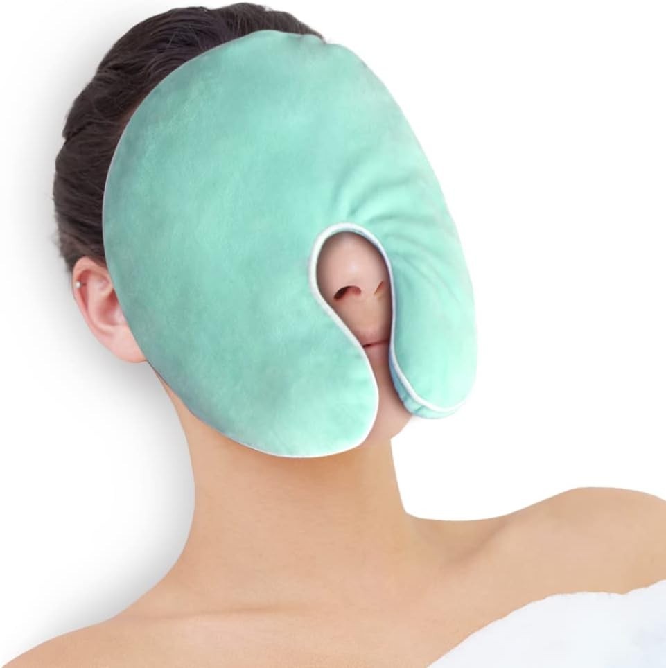 NEWGO Face Heating Mask for Sinus, Microwavable Heating Pad, Warm Cold Compress