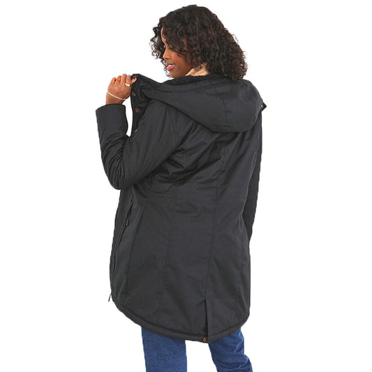 Womens Vicky Fishtail Placket Detailed Fur Lined Parka Long Coat