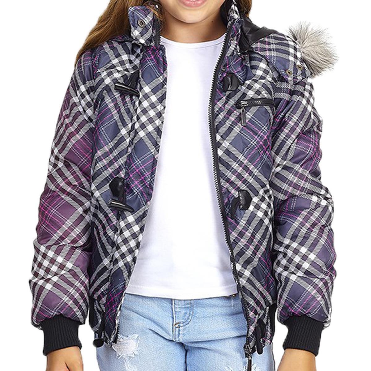 Kids Girls Marley Checked Padded Bomber Jacket