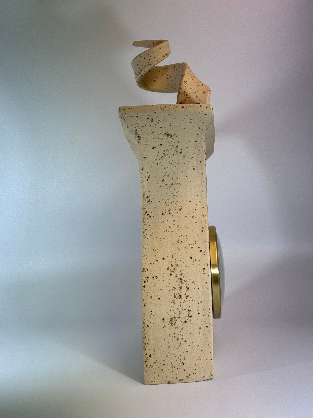 Ceramic Mantel Clock with Enclosed Face - Oatmeal Speckle