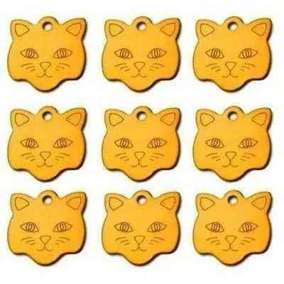 Engraved Cat Face ID Tag - Personalised Aluminium Pet Name Plate