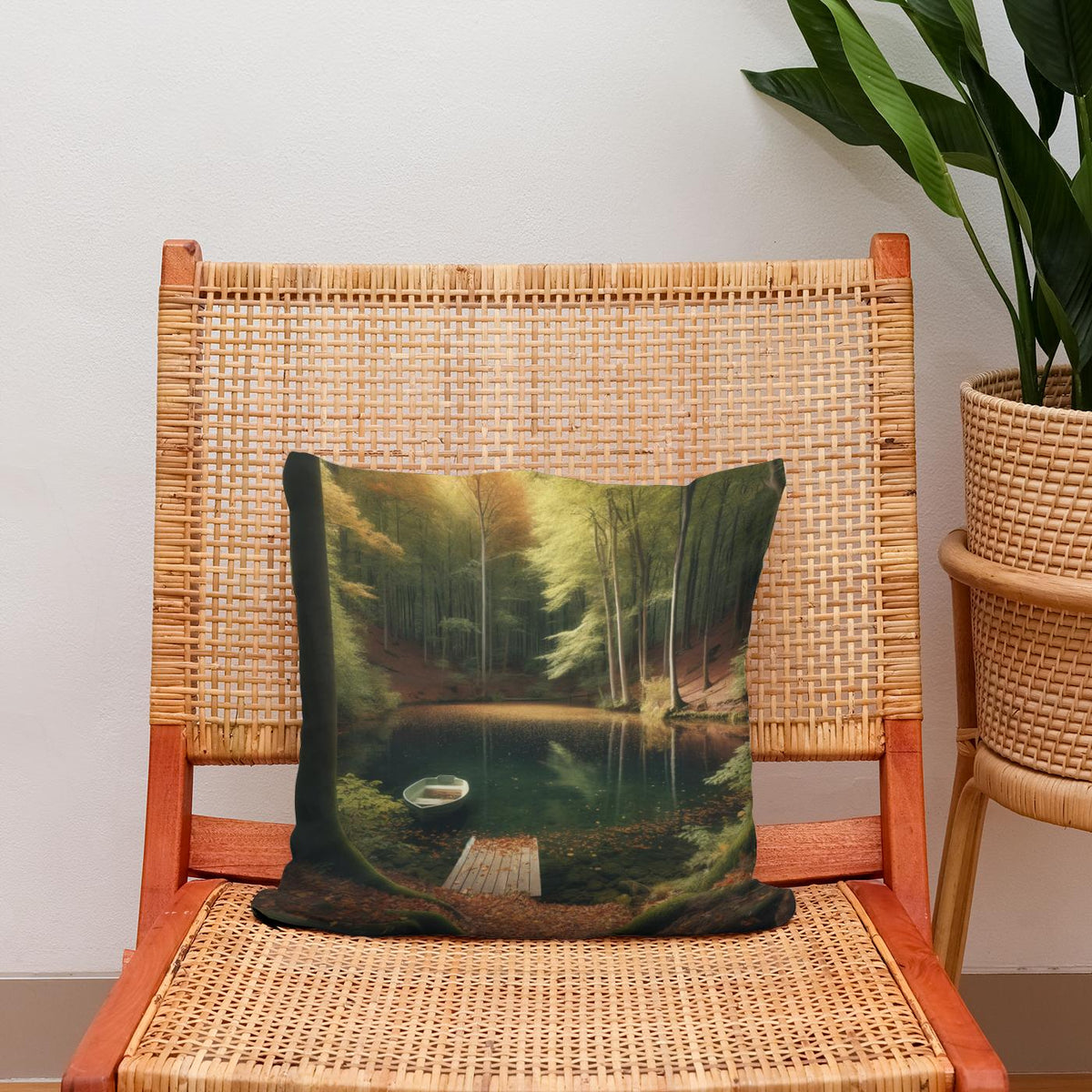Autumn Pond Solitude Cotton Cushion
