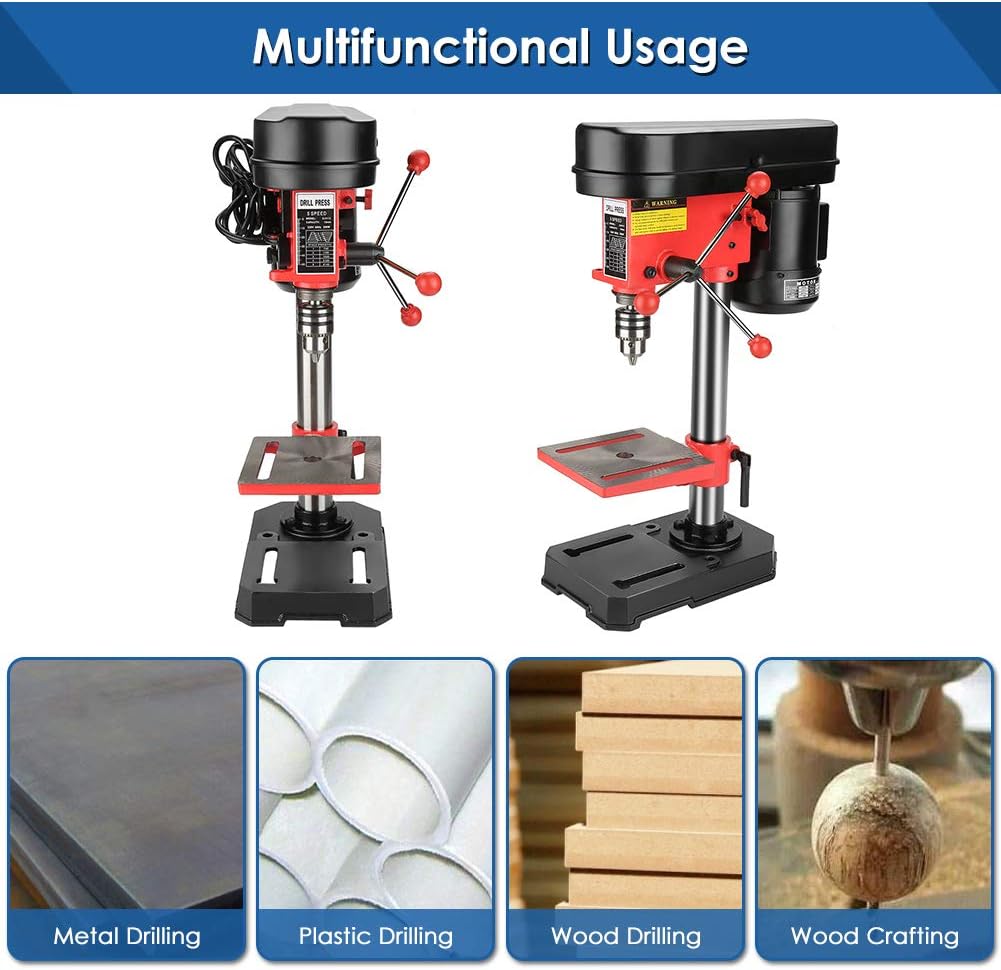 Mini Bench Drill Press 350W  5-Speed Pillar Drill with Cast Iron Base 220V