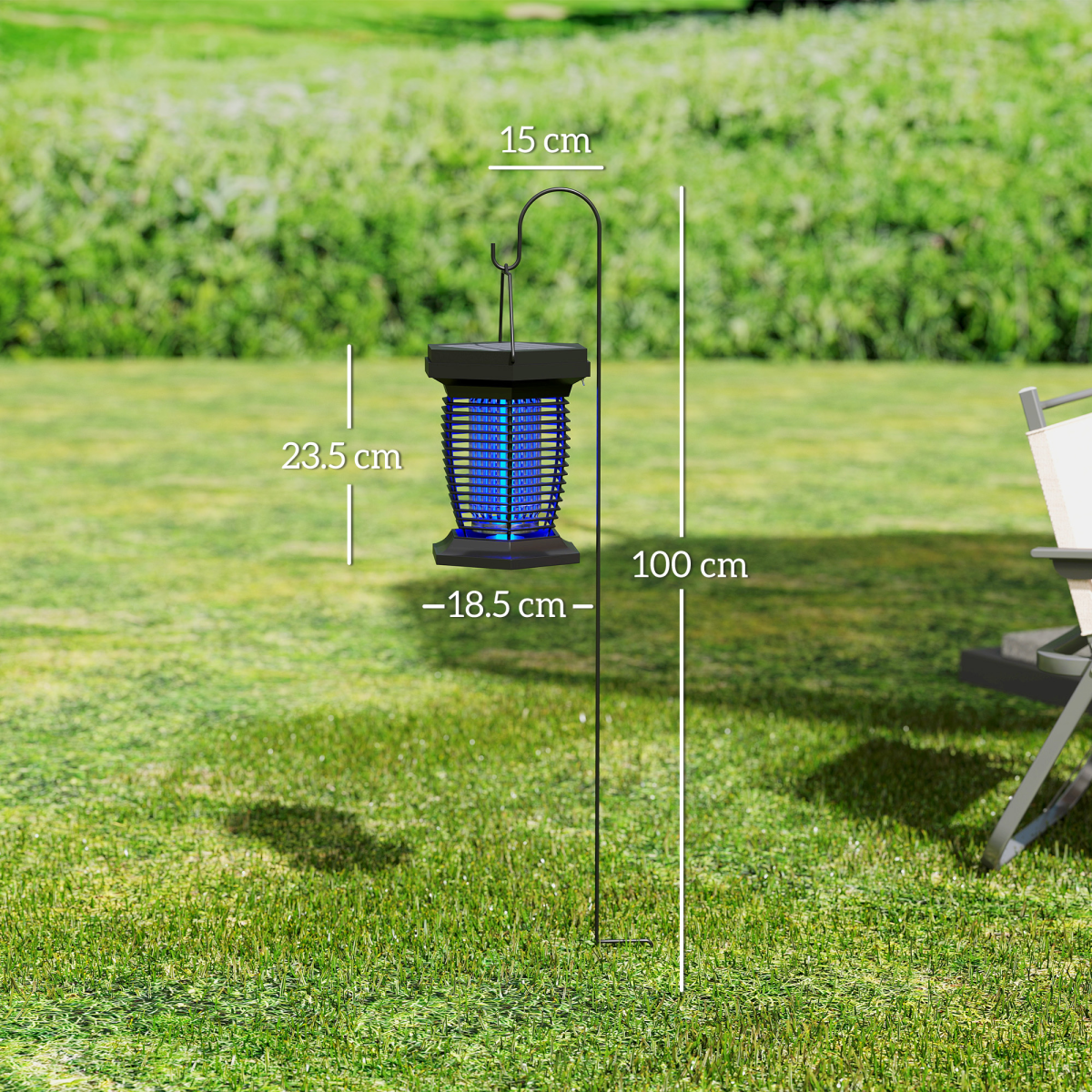 Outsunny 2-in-1 Electric Fly Zapper with UVA Light, Hanging Garden Lantern