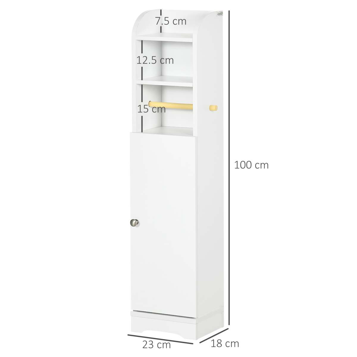 kleankin Freestanding Bathroom Storage Unit with Adjustable Shelf, White