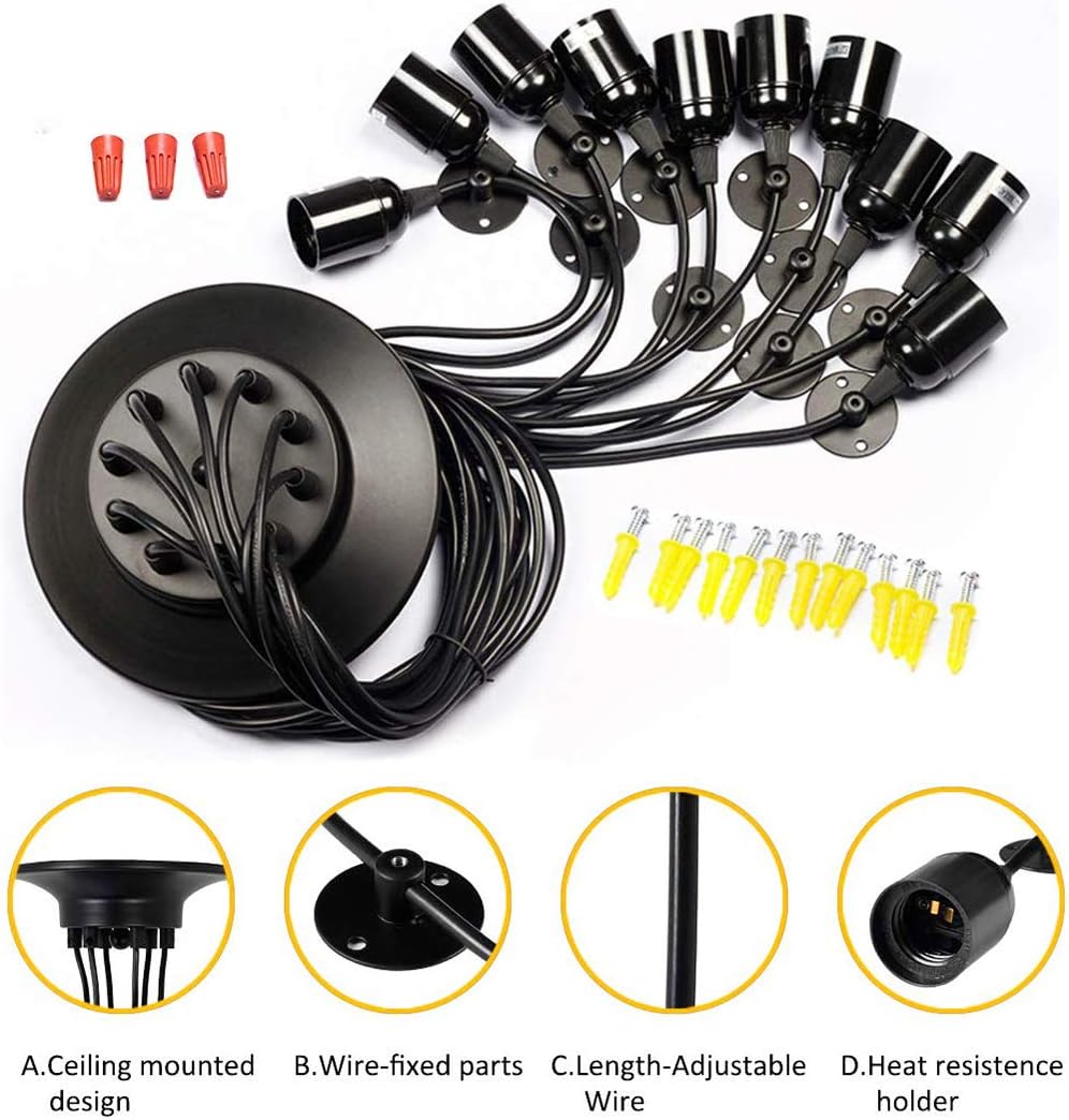 Lightsjoy Spider Pendant Light – 10 Socket Ceiling Lamp for Bedroom or Bar