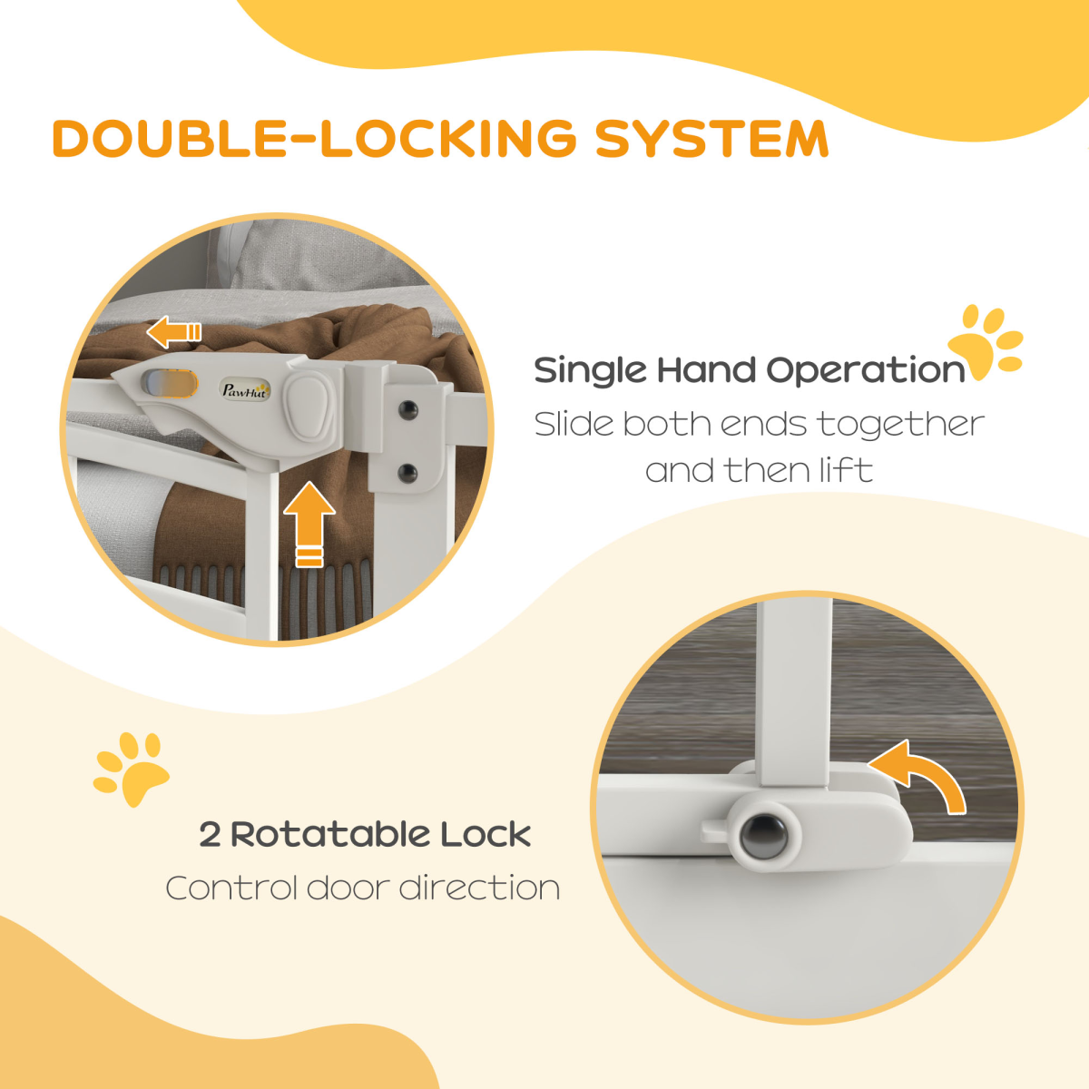 PawHut Pressure Fit Safety Gate, Dog Gate w/ Small Cat Door, 74-100cm Openings