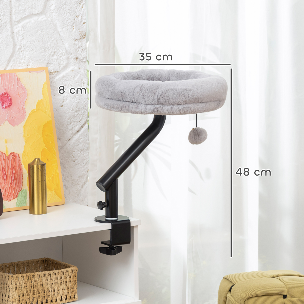PawHut Cat Bed for Desk, 360° Rotatable Adjustable Cat Nest Hammock
