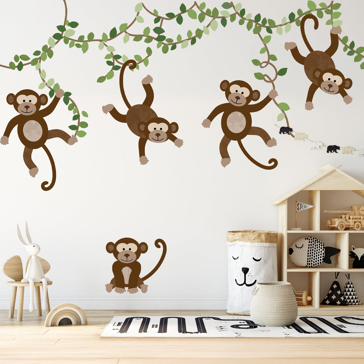Extra Monkeys, Vines & Leaves - Repositionable Wall Decals Add-on Set