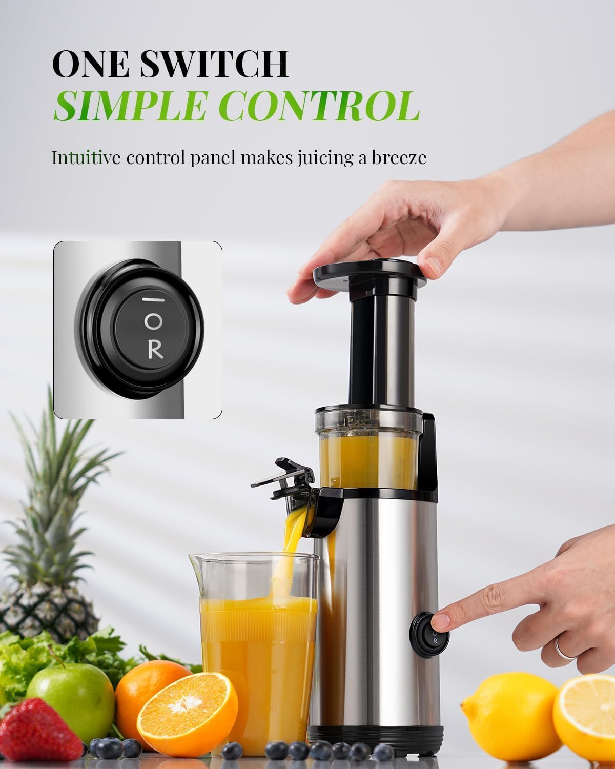 Compact Cold Press Juicer Slow Masticating High Yield Easy Clean 600ml KIDISLE