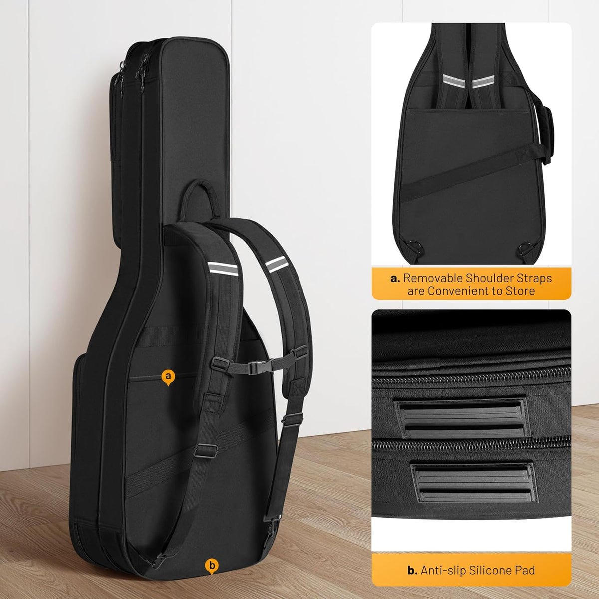Electric Guitar Bag Double Soft Case 18mm Thick Padding Reflective Bands CAHAYA