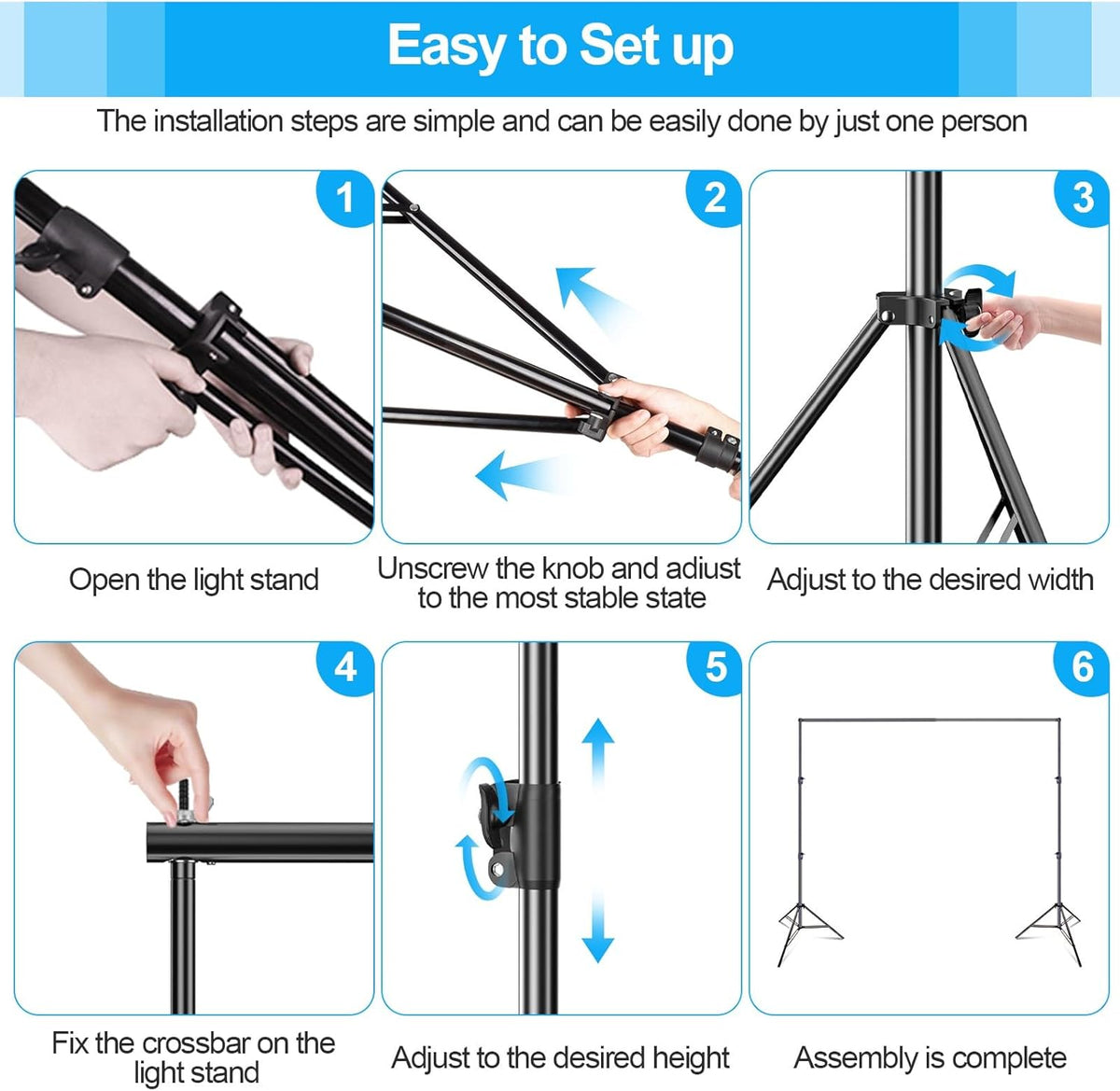 Backdrop Stand 3x3m Heavy Duty Adjustable Photography Frame Kit EMART