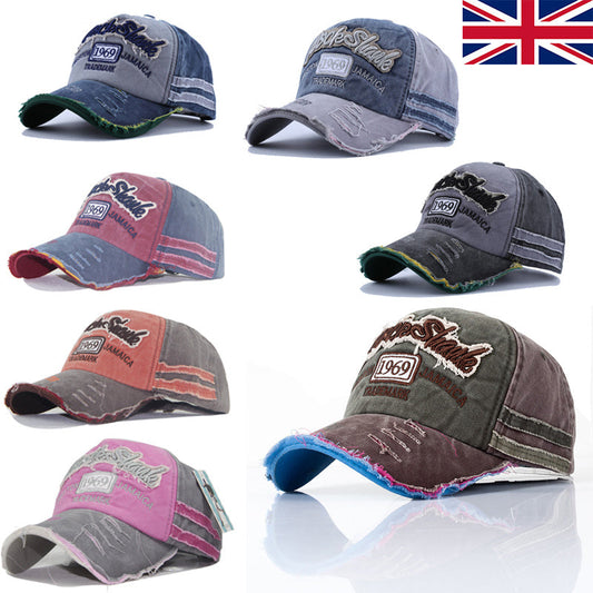 Retro Biker Baseball Cap Distressed Vintage Look Adult Unisex Cool