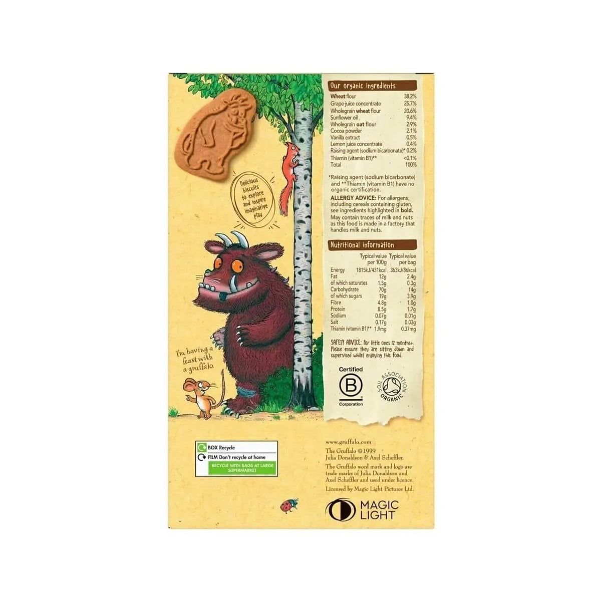 Organix Gruffalo Cocoa & Vanilla Biscuit 12+ months 100g (5x20g)