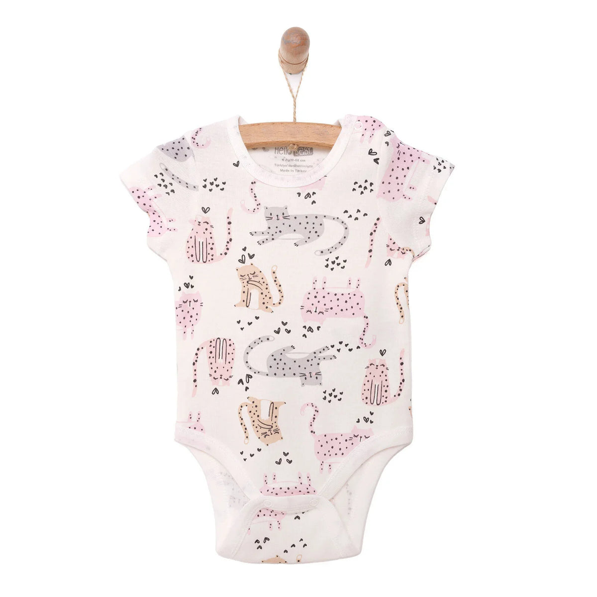 HelloBaby Cat Print Short Sleeve Baby Bodysuit (3 Months to 3 Years)