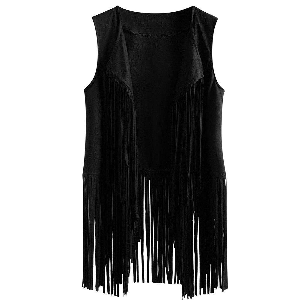 Fashion Thin Tassel Sleeveless Vest Women