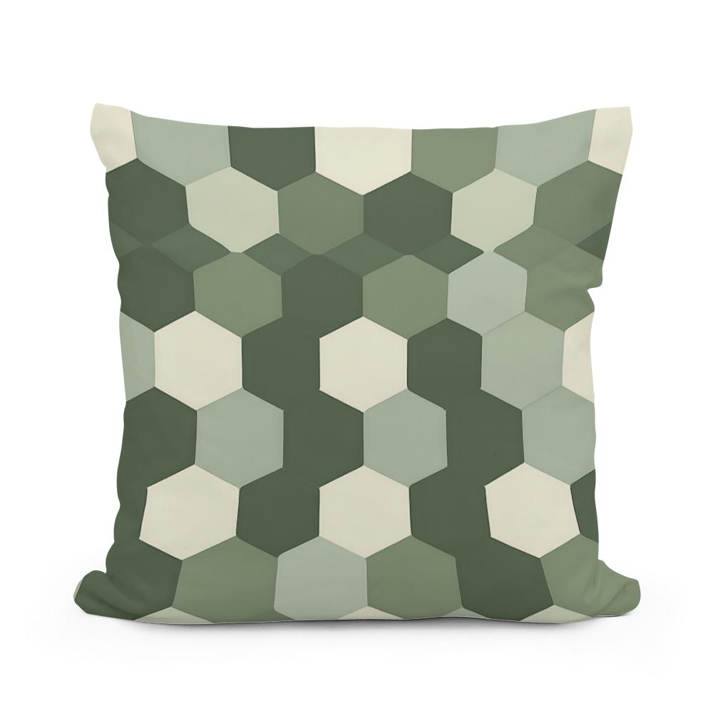 Olive Celadon Hexagon Cotton Cushion
