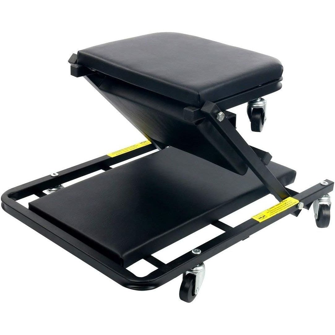 Workshop Creeper 2 in 1 Seat Stool Folding 40 Inch Wheeled 330lbs FreeTec