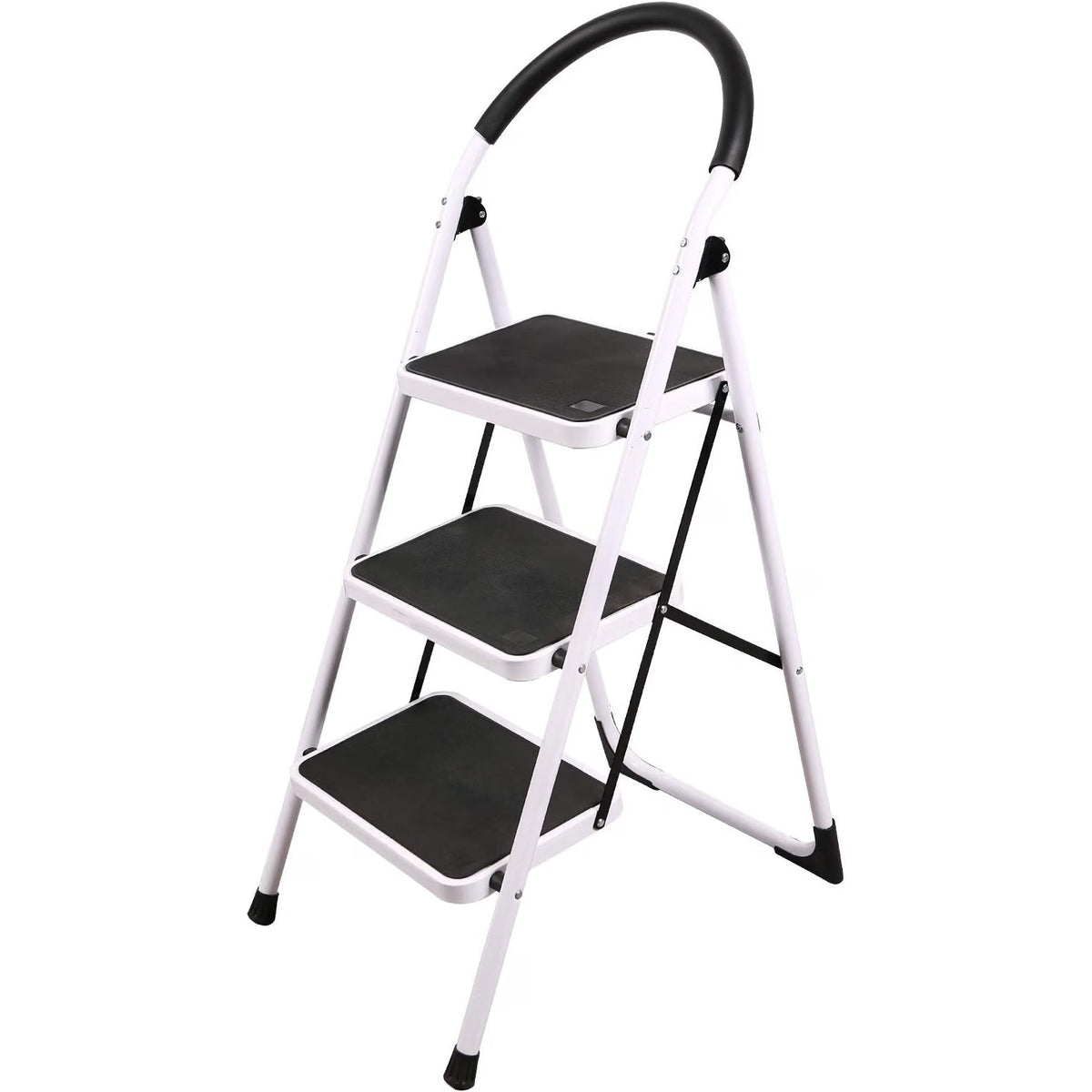 Folding Step Ladder 3 Step with Handrail Heavy Duty Kitchen Steps 330lbs REDCAMP