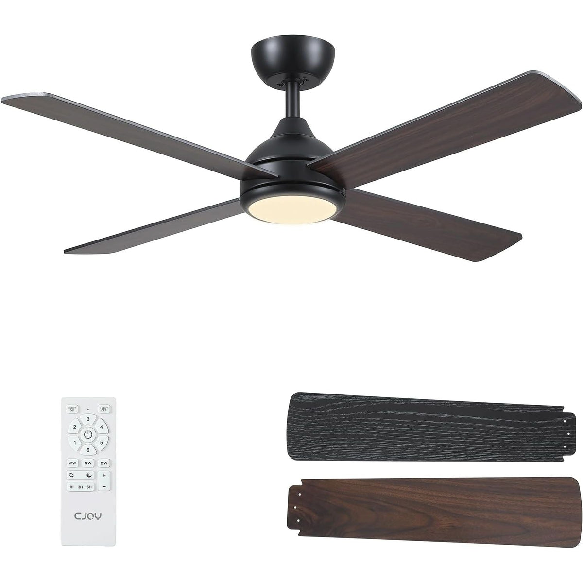 Ceiling Fan With Lights 48 Inch Remote Quiet Reversible Black CJOY
