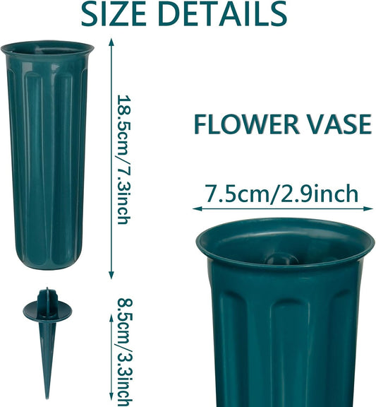 20 Pack Grave Vases with Spikes Cemetery Flower Pots Memorial Holders Dark Green