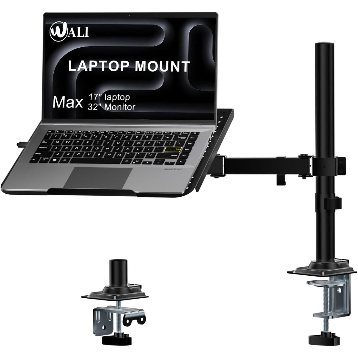 Laptop Desk Mount Adjustable Arm Tray Notebook Holder VESA Black WALI Stand