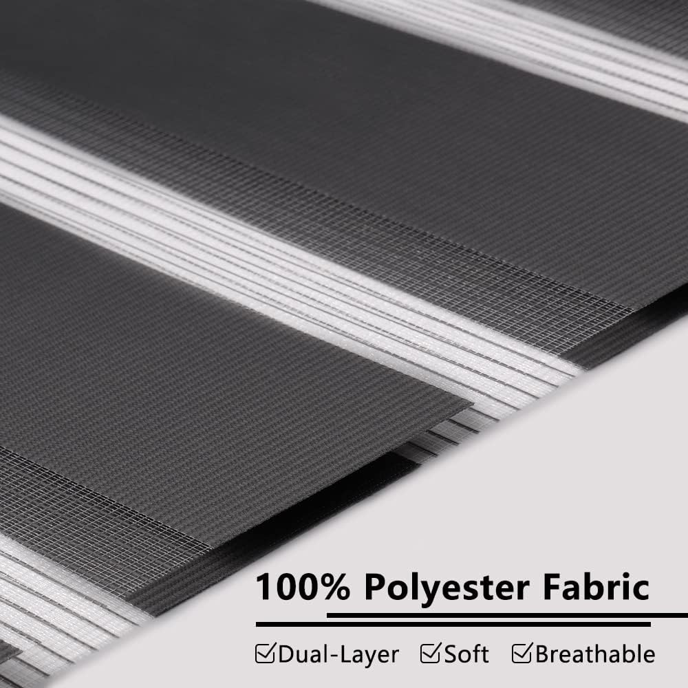 Zebra Roller Blind 60x230cm Dark Grey Day and Night Blind Light Filtering