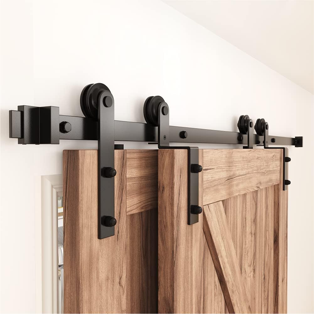 Double Sliding Door Track Kit 183cm Heavy Duty Barn Rail WINSOON