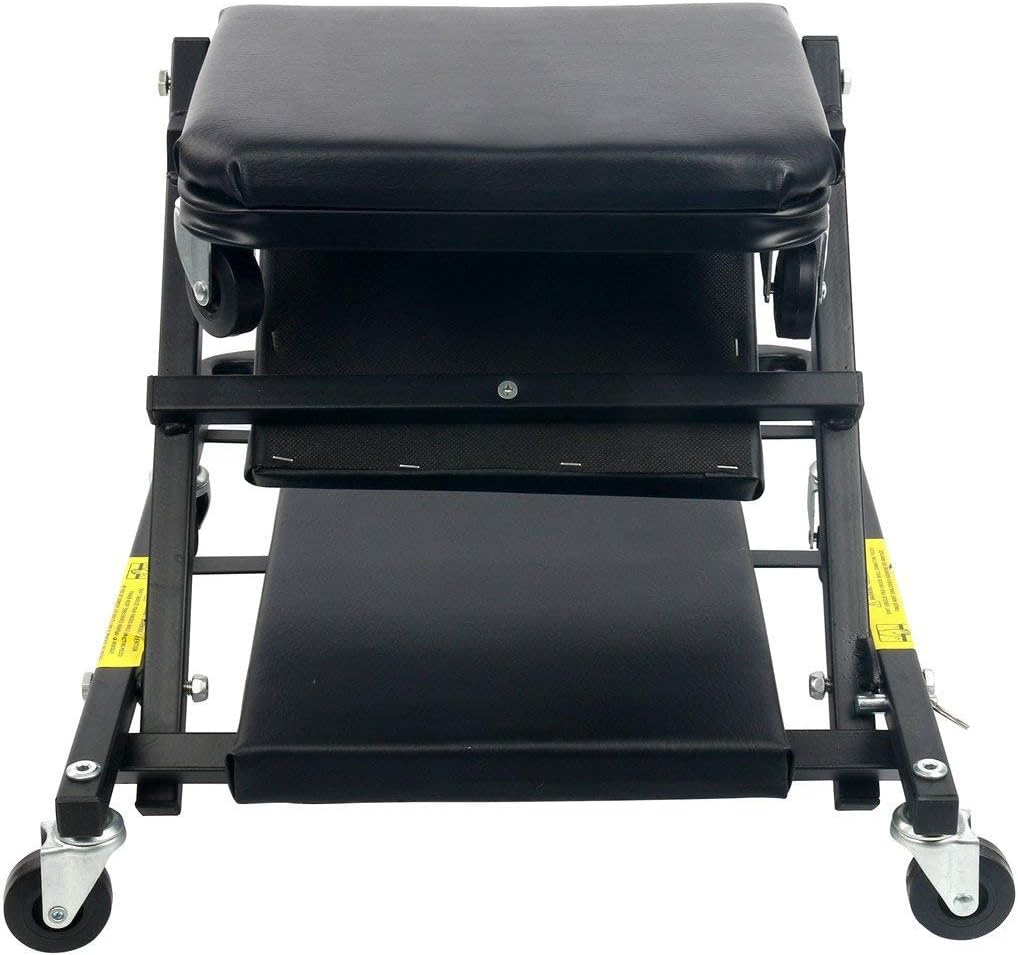 Workshop Creeper 2 in 1 Seat Stool Folding 40 Inch Wheeled 330lbs FreeTec