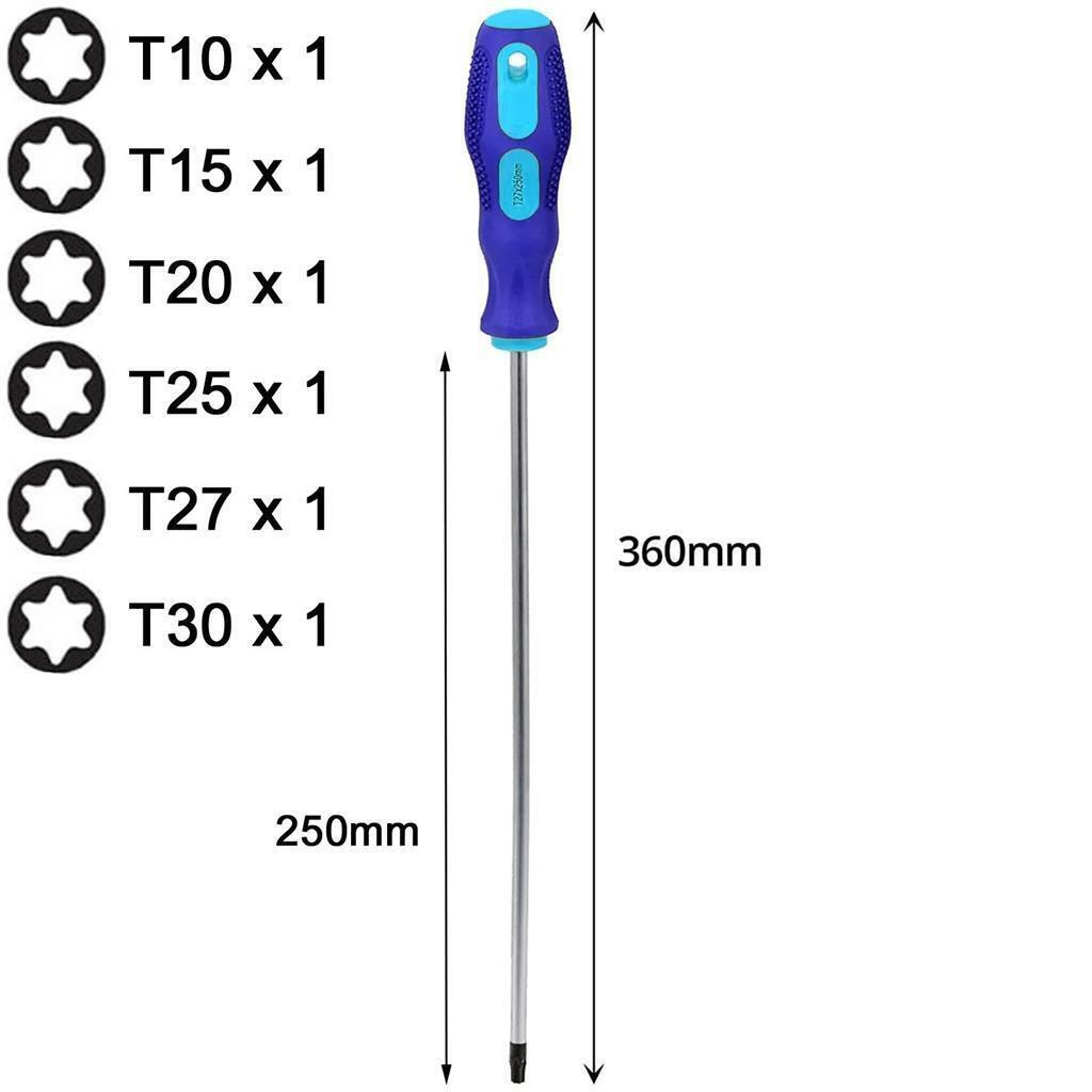 Star Screwdriver Set Extra Long Magnetic Torx T10-T30, 6Pc 360mm