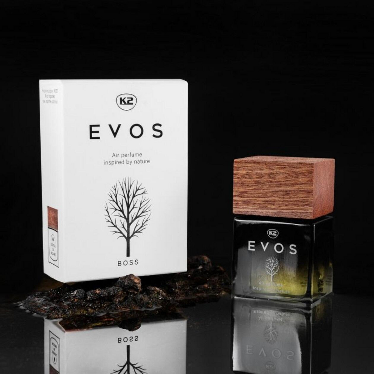 K2 EVOS BOSS Car Perfume 50ml - Elegant Wooden Fragrance