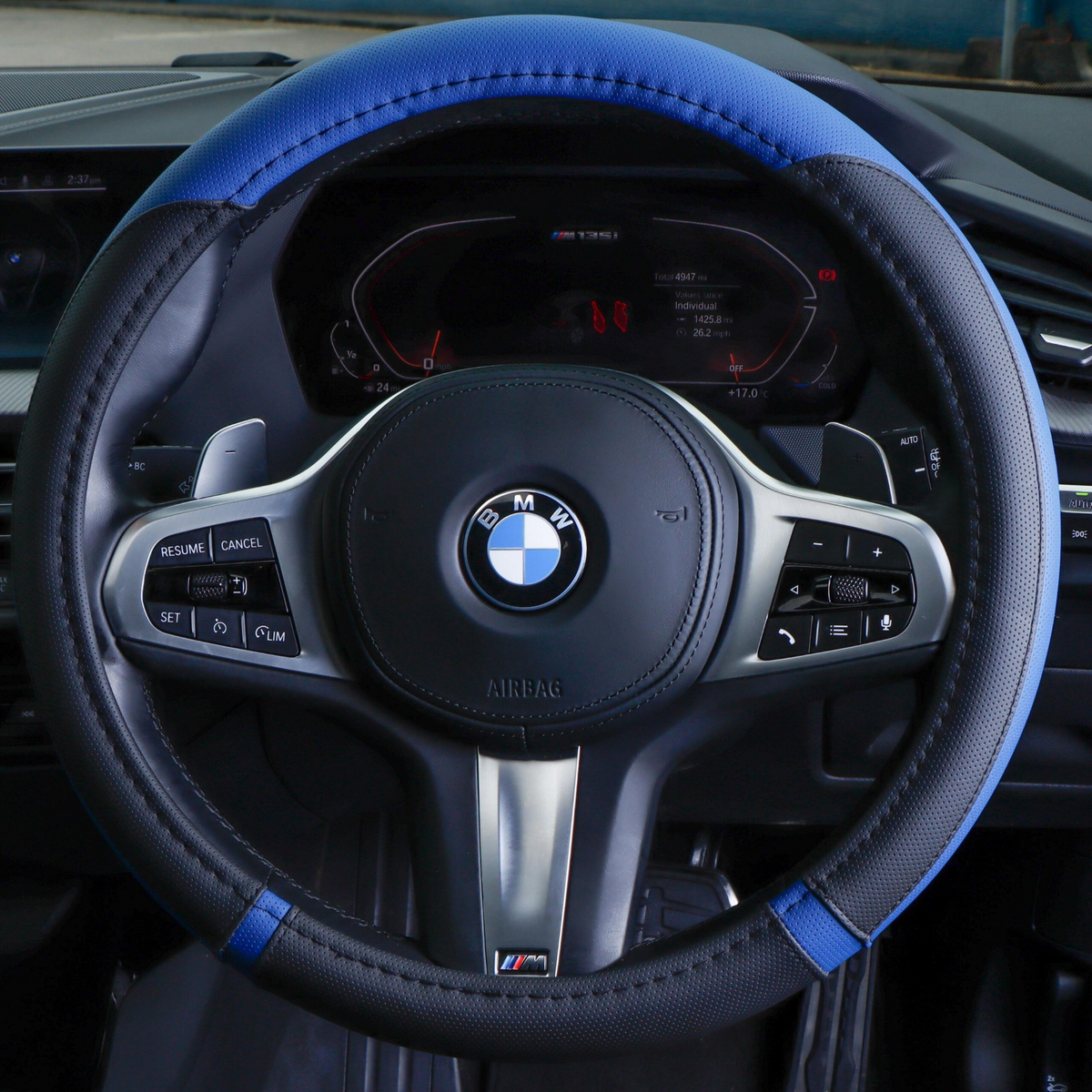 Ultimate Steering Wheel Cover - Black/Blue Soft Grip for Comfort and Protection
