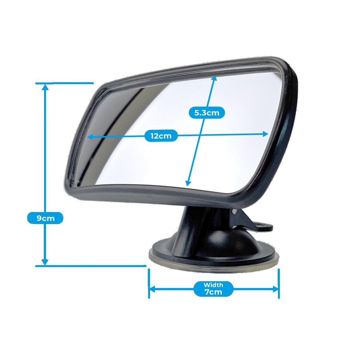 Small Wide Angle Interior Car Mirror - Adjustable Suction Cup for Extra Visibility