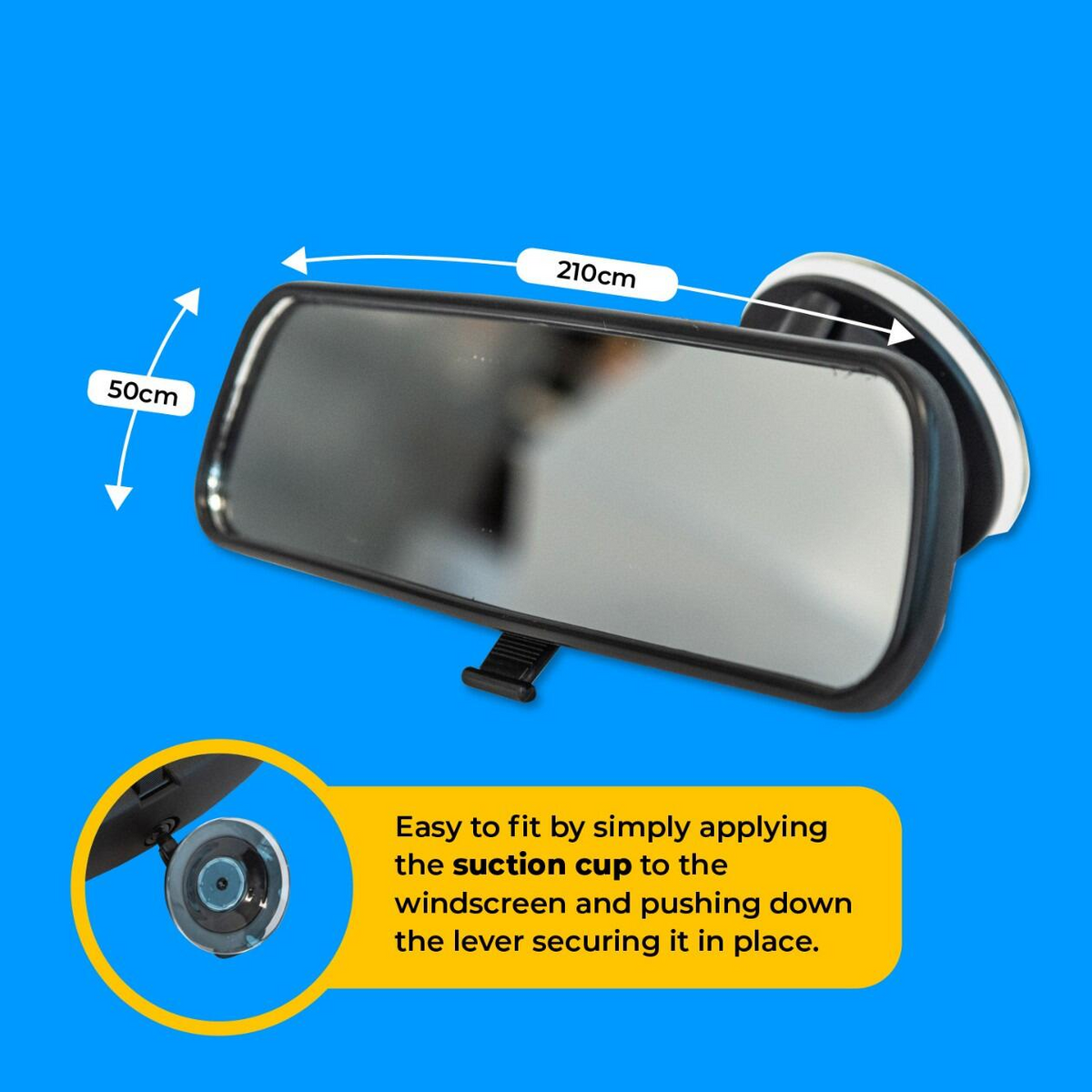Universal Anti-Glare Suction Cup Rear View Mirror - Quick Fit Dipping Feature