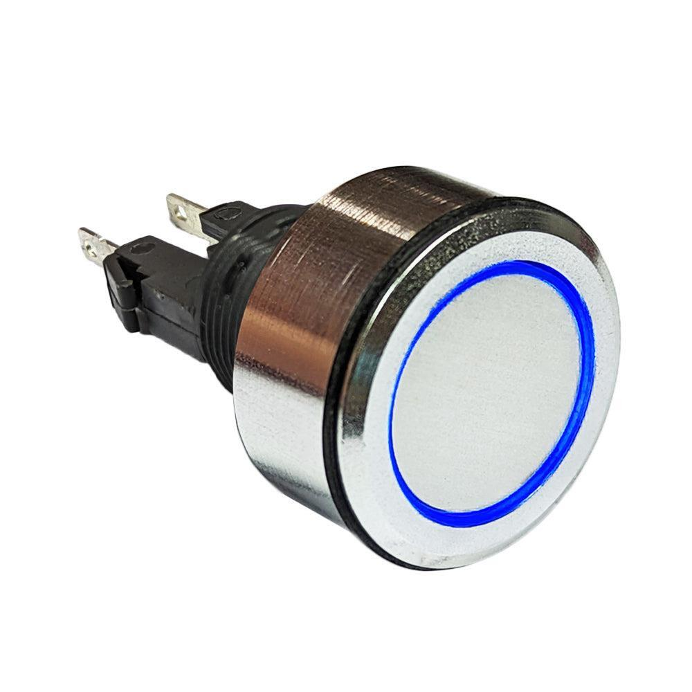 Savage 12V Blue LED Push Button Switch - Momentary On/Off for Universal Use