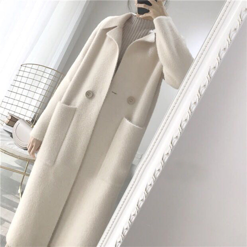 New Women's Mid-length Mink Velvet Coat Cardigan Loose Coat