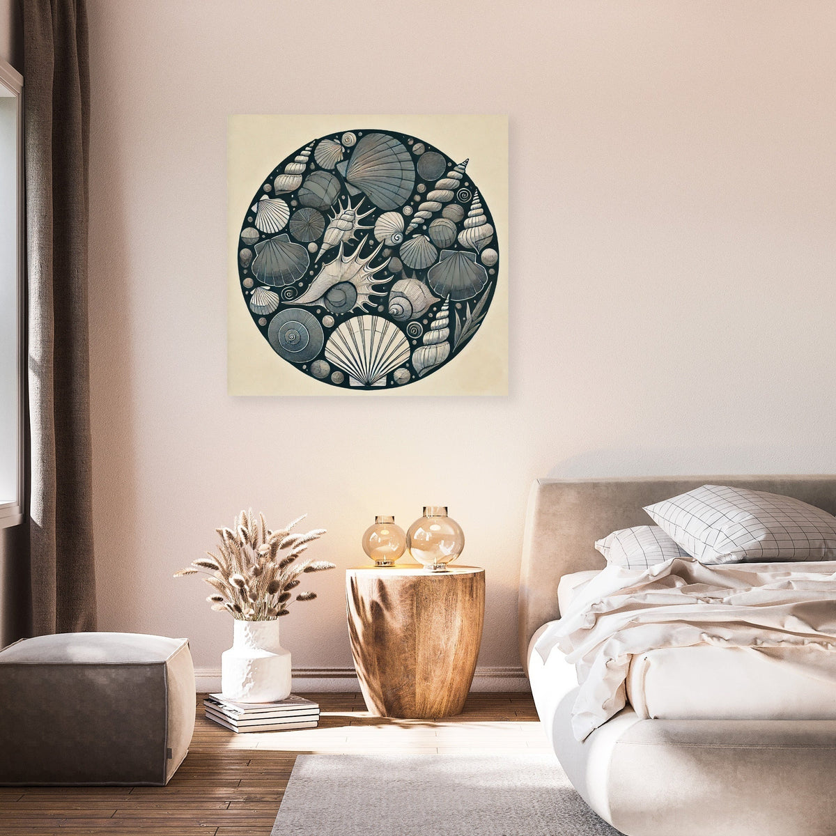 Dark Shells Line Art Canvas