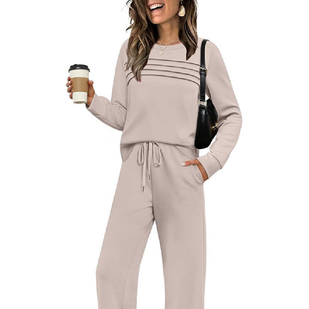 Women's Casual Elastic Waist Trousers Wide-leg Pants